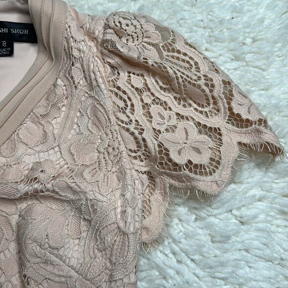 Tadashi Shoji Pink Puff Sleeve V-Neck Gown - Picture 7 of 16